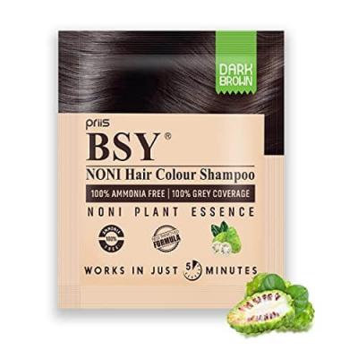 BSY Noni Hair Colour Shampoo - Dark Brown 20ml X 10 Sachets